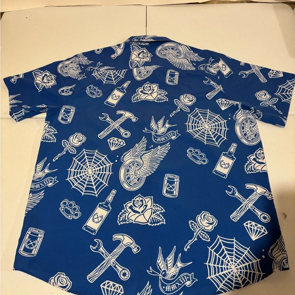 Dixxon Flannel Co Partyboy Blue Edition Short Sleeve Shirt Men’s Size XL - Picture 6 of 7